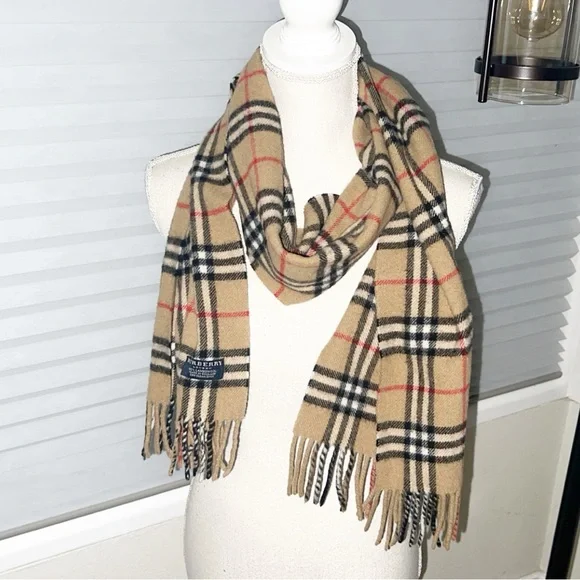Check Cashmere Silk Scarf in Sand | Burberry® Official Burberry Tan and Black Plaid Scarf display picture 1